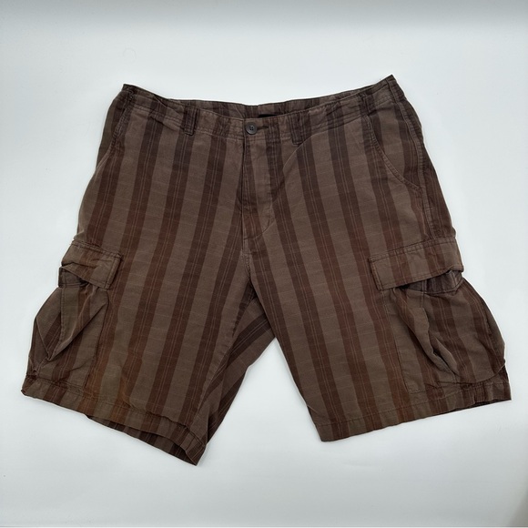 Patagonia Shorts Mens Size 34 Brown Organic Cotton Striped Cargo Pockets Baggy - Picture 1 of 10